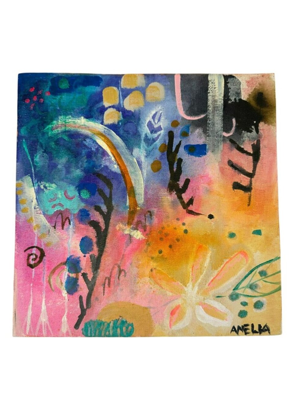 Original Art Abstract Painting OOA 10" x 10" Dreamscape Wall Art Home Decor - Picture 2 of 4